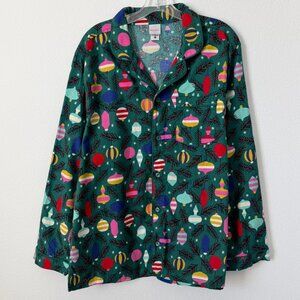 Hanna Andersson Long Sleeve Button Up Christmas Flannel Pajama Shirt Size L
